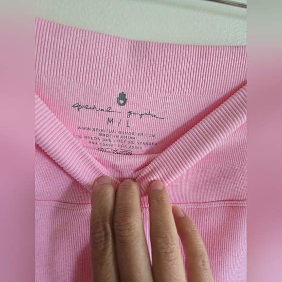 NEW! Spiritual Gangster, Heather Ribbed Biker Shorts,Heather Bubble Gum,Size M/L - Picture 3 of 8